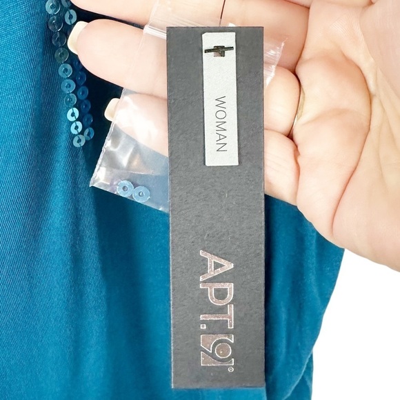 Short Sleeve Teal Blue Sequin Drizzle Tee Size 2X - Picture 8 of 8